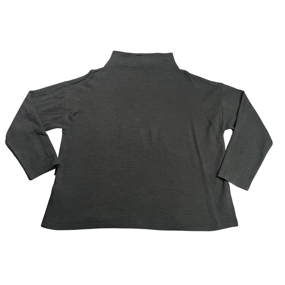 Eileen Fisher Women's Large Black Funnel Neck Ponte Knit Top Minimalist‎ Chic